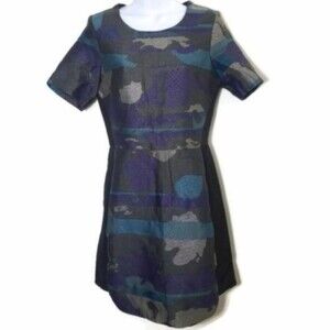 camouflage dress Alex and Alex blue and gray mini short sleeves size 8 Medium